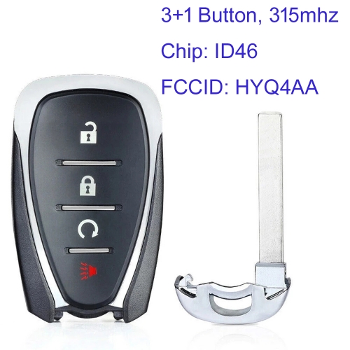 MK290031 3+1 Button 315Mhz Smart Key Remote Key for Chevrolet Equinox 2018-2021 Trax 2017-2020 HYQ4AA with ID46 Chip