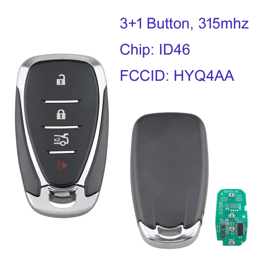 MK290038 3+1 Button 315Mhz Smart Key Remote Key for Chevrolet Camaro Cruze Malibu 2016 2017 2018 2019 HYQ4AA  with ID46 Chip