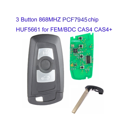 MK110041 3 Buttons 868Mhz Smart Remote Key PCF7945 ID49 chip For BMW F Chass 3 5 7 Series FEM/BDC CAS4 CAS4+ System HUF5661