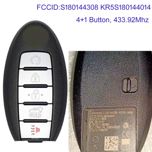 MK210145 Original 4+1 Button Remote Key 433.92Mhz 4A Chip for N-issan Pathfinder 2013-2016 Keyless Go Entry Key Fob FCCID:S180144308 KR5S180144014