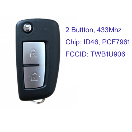 MK210029 Original 2 Button 433MHZ Flip Key for N-issan ID46 PCF7961 TWB1U906