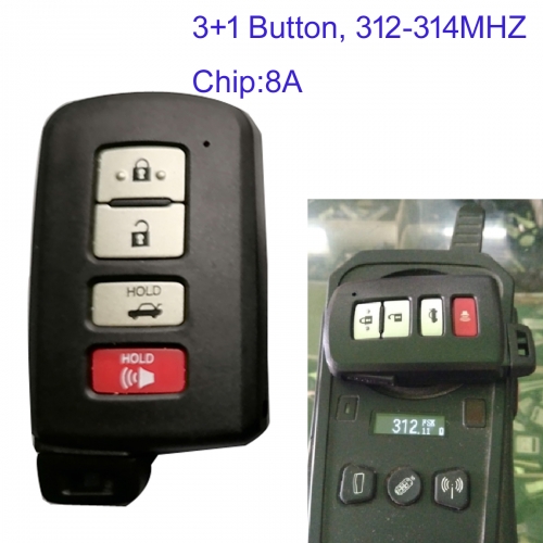 MK190328 3+1 Button 312-314mhz Smart key for T-oyota camry 261451-0020 8A Chip Keyless Go Auto Key Fob