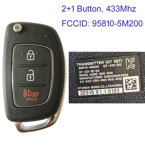 MK140283 2+1 Button 433mhz Remote Control Flip Key for H-yundai Remote 95810-5M200 REK-4F08  QT-433-DO