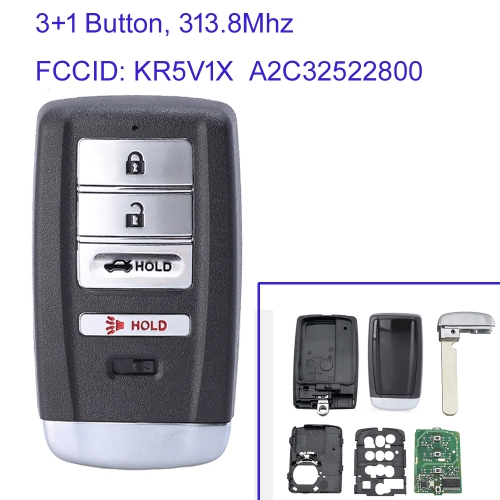 MK550015 3+1 Button 313.8Mhz Smart Remote Key for  Acura ILX RLX TLX 2015 2016 2017 2018 2019 2020 A2C32522800 KR5V1X