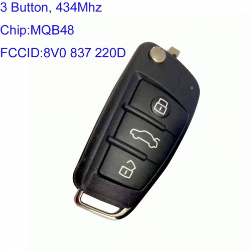 MK090001 Original 3 Button 434 MHz  Remote Key for Audi A3 MQB ID48 8V0 837 220D Keyless Go 8V0 837 220 D