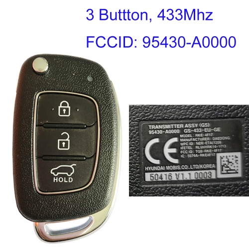 MK140282 3 Button 433MHz Remote Control Flip Key for H-yundai Creta 2016 Remote FCCID 95430-A0000