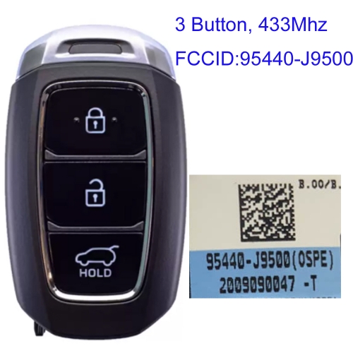 MK140290 3 Button 433MHz Smart Key for H-yundai Kona 2020 FCCID 95440-J9500 Remote Key Fob Keyless Go