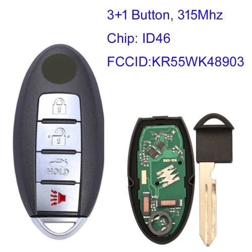 MK220016 3+1 Button 315MHz Smart Key for Infiniti 2014-2016 Infiniti  FX35 FX50 G25 G35 G37 Q40 Q60 QX70 Car Key Fob  ID46 Chip KR55WK48903