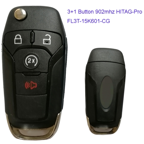 MK160055 902mhz 3+1 Button Flip Key for Ford F150 HITAG Pro Chip Remote Control Key Part No: FL3T-15K601-CG