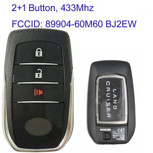 MK190357 2+1 Button 433MHz Smart Key Smart Card for T-oyota Land Cruiser 2018-2019 89904-60M60 BJ2EW Remote Keyless Go Proximity Key