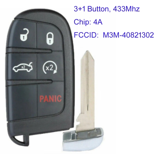 MK310071 3+1 Button 434Mhz Smart Remote Key for Dodge Charger 2019 2020 2021 GQ4-76T FCCID GQ4-76T, M3M-40821302 HITAG AES PCF7953M Chip 433MHz 683941