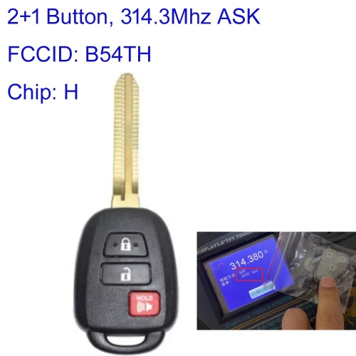MK190375 2 Button  314.3MHZ ASK Remote Key Control for T-oyota 2012-2017 Yaris Uncut Ignition Car Key B51TE  89070-52D70 with H Chip