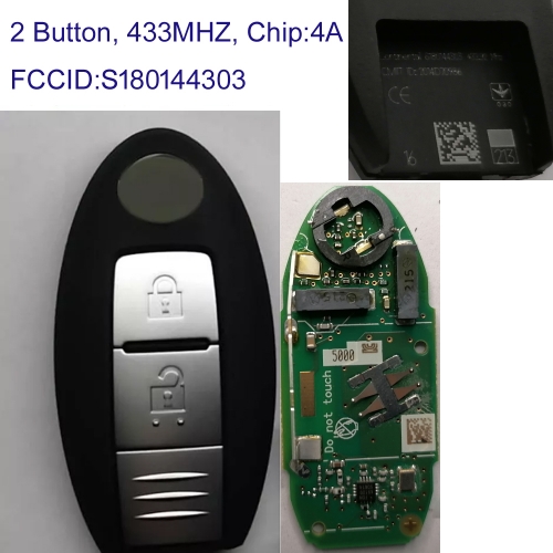 MK210027 Original  2 Button 433.92mhz Smart key for N-issan Pathfinder Murano AES chip 433MHZ S180144303
