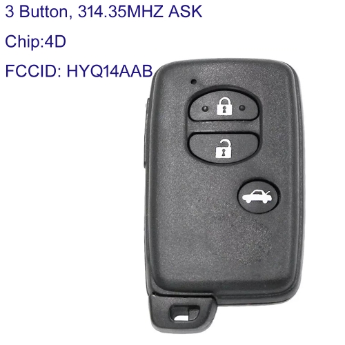 MK190389 3 Button 314.35MHZ ASK Smart Key for T-oyota 4Runner 2011 Prius 2011 2012 S Auto Car Key Fob 271451-3370 E FCC ID: HYQ14AAB Keyless Go