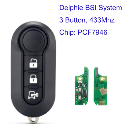 MK330043 3 Button 433mhz Flip Remote Key for Fiat 500 2012-2017 With PCF7946 chip Delphie BSI System