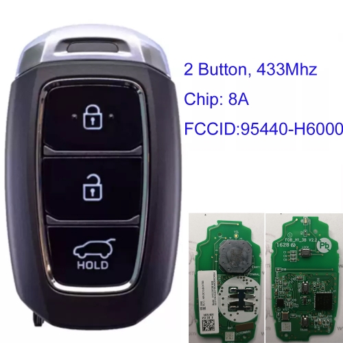 MK140355 3 Button 433MHz Smart Key for H-yundai Accent 2018-2019 95440-H6000 Remote Key Fob Keyless Go FCCID: SYEC3F0B1608