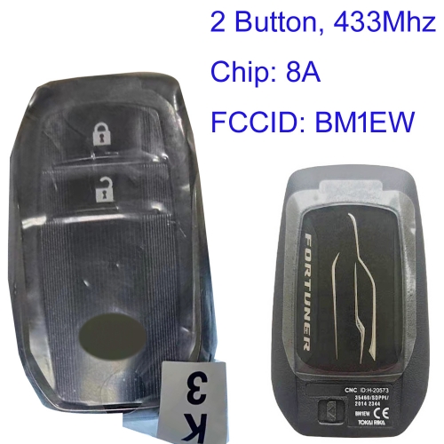 MK190381 Original 2 Button Smart Key 434mhz BM1EW H Chip for 2016 Fortuner Keyless Go Entry Car Keys