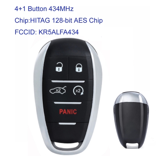 MK440002 4+1 Button 434MHz Smart Key Remote for Alfa Romeo KR5ALFA434 Auto Car Key Fob keyless Go with HITAG 128-bit AES Chip