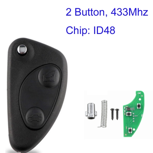 MK440010 2 Button 433MHz Key Remote Control for Alfa Romeo 147 156 166 GT Auo Car Key Fob With ID48 Chip