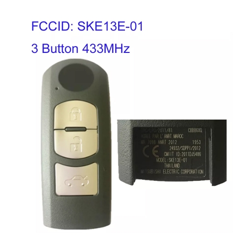 MK540088 OEM 3 Button 433MHz Smart Key Control for Mazda 2013-2019 CX-3 CX-5 Axela Atenza Remote SKE13E-01 Auto Car Key Fob