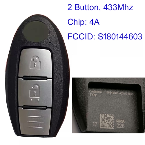 MK210172 2 Button 433mhz Remote Key Control Smart Key for N-issan Keyless Go 4A Chip S180144603