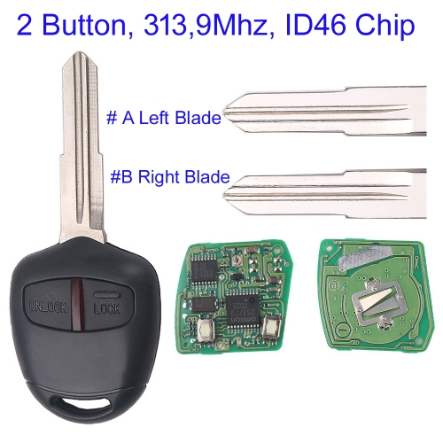 MK350059 2 Button 313MHz Head Key Remote for M-itsubishi OUTLANDER Auto Car Key Fob with ID46 Chip #A #B  Blade