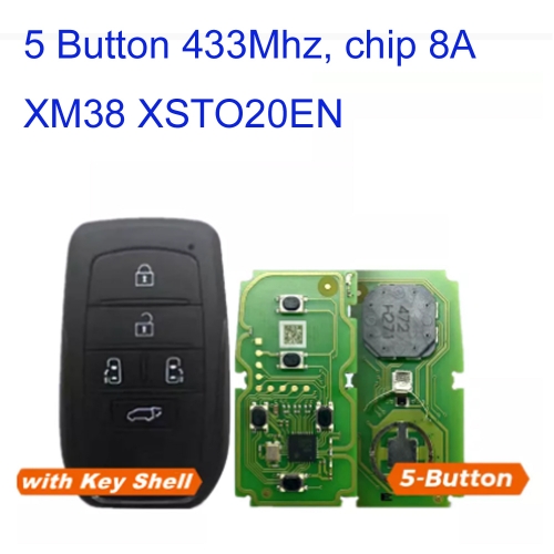 MK190457 5 Button XHORSE VVDI XM38 Smart Key XSTO20EN FENT.T PCB for T-oyota with Key Shell Complete Key