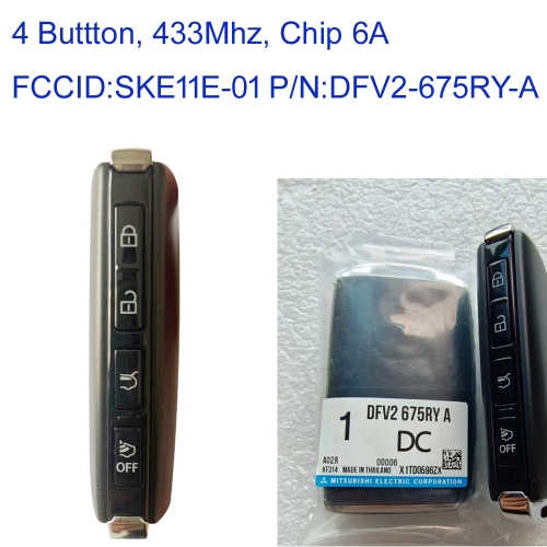 MK540068 4 Button 433MHZ Smart Key for Mazda CX5 CX9 2020 SKE11E-01 P/N:DFV2-675RY-A Auto Car Key Fob 6A Chip