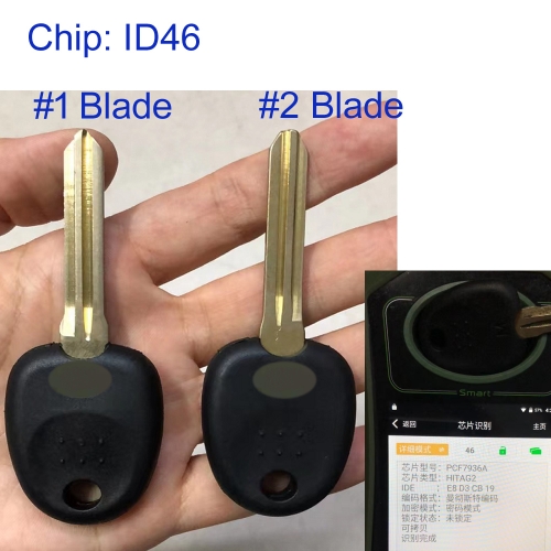 MK140376 Transponder Key Remote Control Head Key for H-yundai Auto Car Key Replacement with ID46 Chip #1 #2 Blade