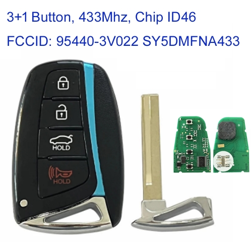 MK140373 4 Button 433MHz Smart Key for H-yundai  Azera 2015 2016 2017 Car Key Fob with id46 Chip PN: 95440-3V022 FCC ID: SY5DMFNA433