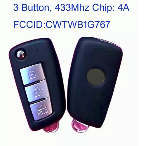 MK210021 Original 434Mhz 3 Button Flip Key for N-ISSAN Bluebird Sylphy cwtwb1g767 CWTWB1G767 4A Chip