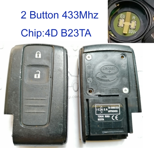 MK190466 2 Button 433Mhz Smart Key for Auto T-oyota Prius Dash Remote (B23TA) 89070-47281 4D Chip USED
