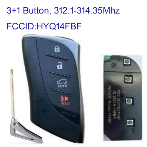 MK490143 3+1 Button 312.1-314.35Mhz Smart Key for Lexus ES350 2018+ HYQ14FBF Promixity Card Keyless Go