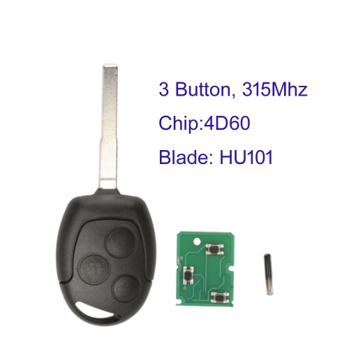 MK1601763 Button 315Mhz Remote Key for Ford Transit 4D60+ Chip Mondeo Focus Fusion Fiesta Galaxy Transit  Blade HU101