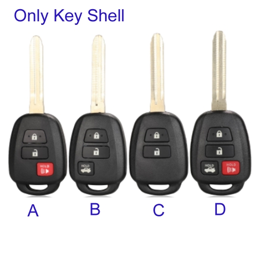 FS190141 2/3/4 Buttons Remote Car Key Shell Case Fob For T-oyota CAMRY Corolla 2012-2017 RAV4 Prius TOY43 Blade Replace