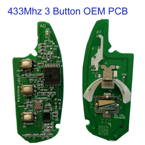 MK140384 3Button 433MHz Flip Key PCB for H-yundai Car Key Fob ADE1 PCB Panel