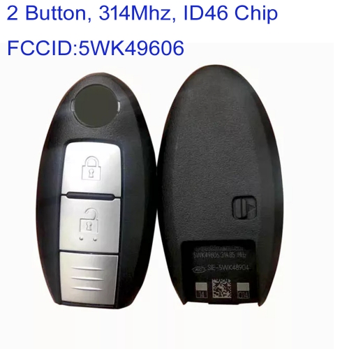 MK210022 Original 2 Button 314mhz Smart Key for N-issan x-trail 2010 ID46 Chip 5WK49606 SIE-5WK48904