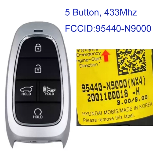 MK140387 5 Button 433MHz Smart Key for H-yundai Tucson 2022 Remote FCCID 95440-N9000 Keyless Go