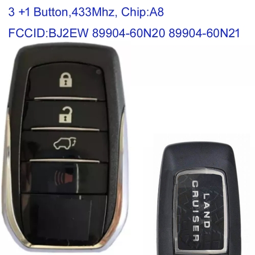 MK190359 3+1 Button 433MHz Smart Key Smart Card for T-oyota Land Cruiser 2018 BJ2EW Remote Keyless Go Proximity Key 89904-60N20 89904-60N21 89904-60N7