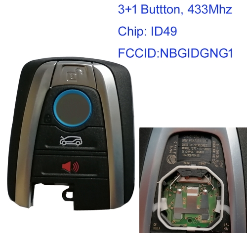 MK110134  3+1 Button 433MHz  Smart Key for BMW I3 PCF7953 Chip Auto Car Key NBGIDGNG1 Keyless GO Smart Card