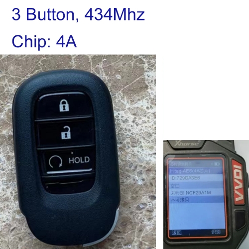 MK180292  3Button 434MHz Smart Key Remote Control for Honda CRV HRV 4A Chip Auto Car Key Fob Keyless Go