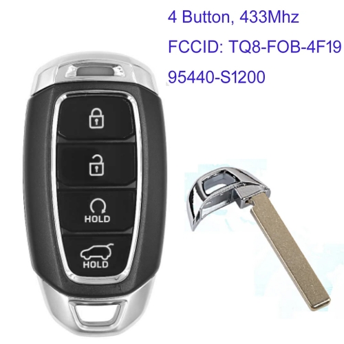 MK140180 4 Button 433MHz Smart Key for H-yundai Santa Fe 2018+ 2018-2020 Remote  Key Fob Keyless Go TQ8-FOB-4F19, 95440-S1200