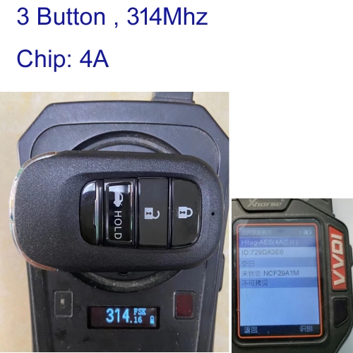 MK180288 3Button 314MHz Smart Key Remote Control for Honda vezel 2022 4A Chip Auto Car Key Fob Keyless Go