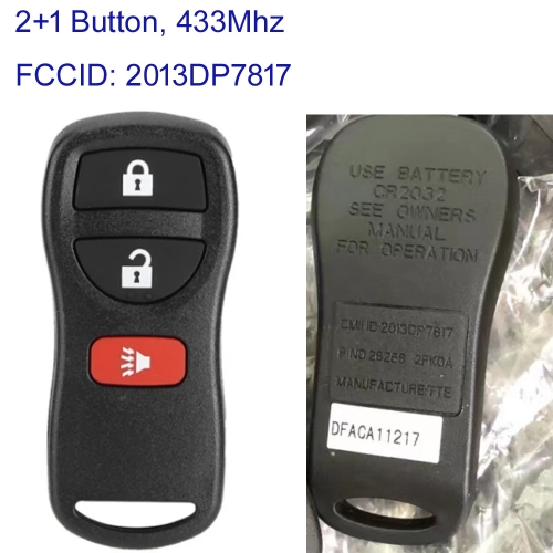 MK210195  2+1 Button 433Mhz  Remote Key for N-issan X-Trail T30 2002 - 2007 Auto Car Key Fob 2013DP7817