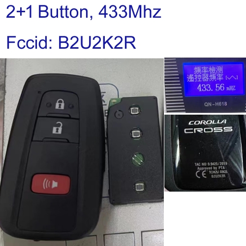 MK190526 OEM 2+1 Button 433MHZ Smart Key for T-oyota COROLLA Across B2U2K2R Keyless Go Auto Car Key