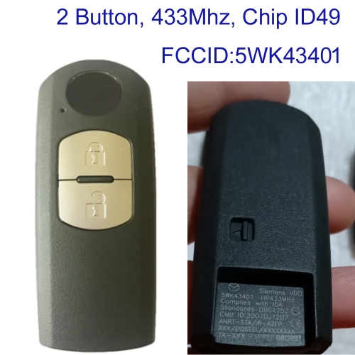 MK540072 2 Button 433MHz Smart Key Control for Mazda Auto Car Key Fob CMII ID:2007DJ1207 FCC ID:5WK43401