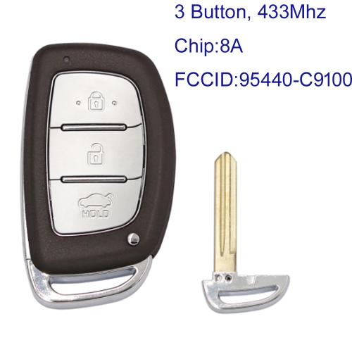 MK140192 3Button 433MHz Smart Key for H-yundai  IX25 Creta 2017-2020 Car Key Fob with 8A Chip P/N:95440-C9100