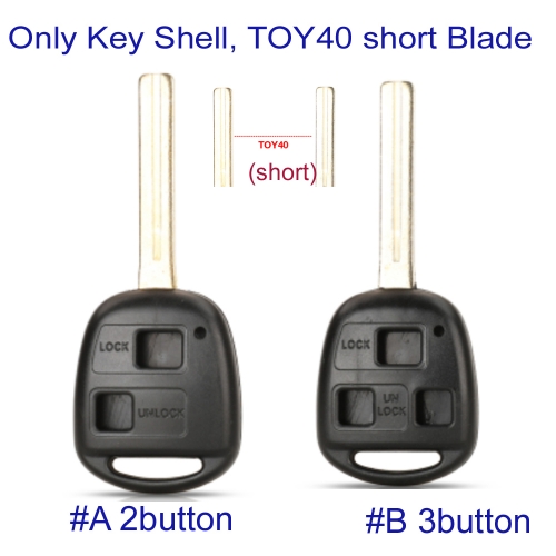 FS490016  2/3 Buttons Remote Car Key Case Shell For Lexus ES 250 300 GS 300 LS 400 LX 450 470 SC 300 400 1989 200 With Short TOY40 Blade