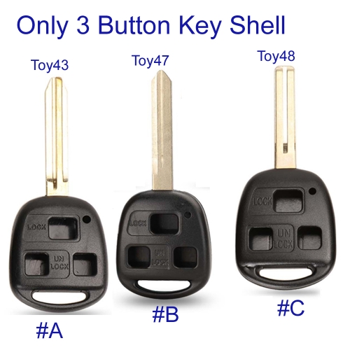 FS190176 3 Button Car Key Case Shell for T-oyota Corolla Land Cruiser YARIS CAMRY RAV4 with Toy43 Toy47 Toy48 Blade