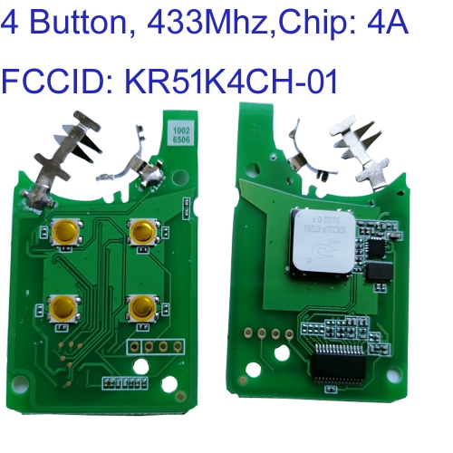 MK230085 Smart Card Key 4 button Remote Key PCB Panel 434mhz Hitag AES 4A chip for Megane 4 Talisman Espace 5 2016 2017 2018 2019  PCB KR51K4CH-01